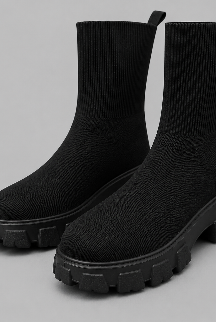 Women's Stretch Sock Boots - Chunky Platform Sole