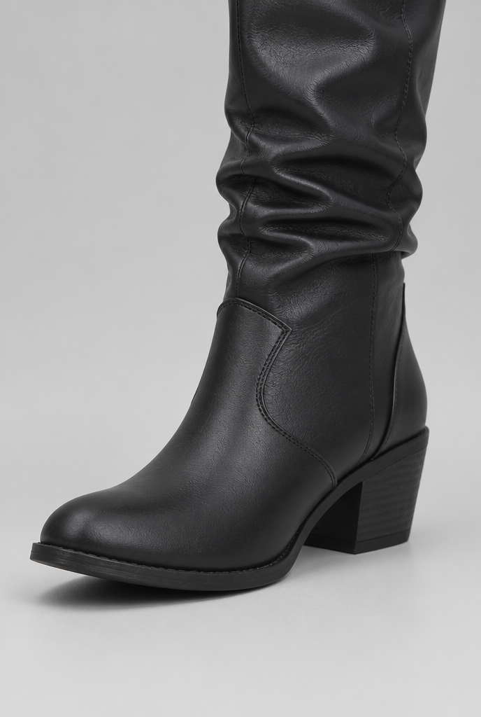 Botas Camperas Mujer Slouchy de Piel con Costuras Western