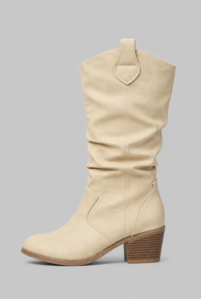 Botas Camperas Mujer Slouchy de Piel con Costuras Western