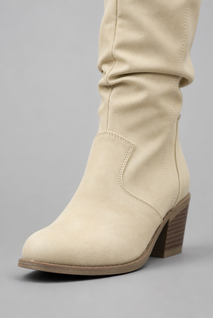 Botas Camperas Mujer Slouchy de Piel con Costuras Western
