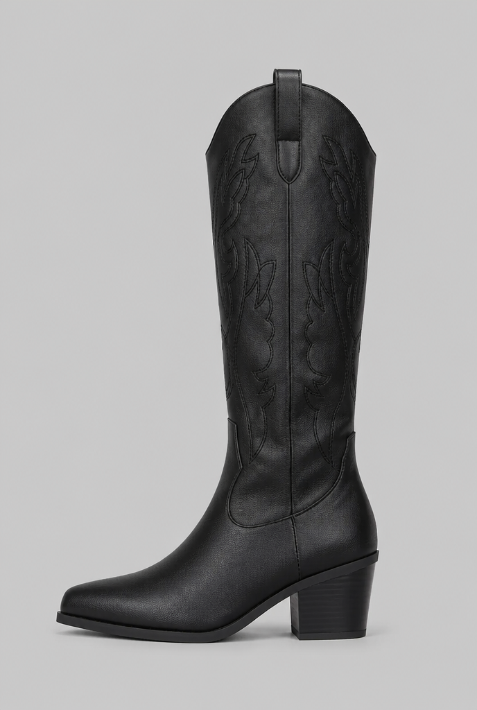 Botas Camperas Mujer Altas Bordado Integral Punta Fina