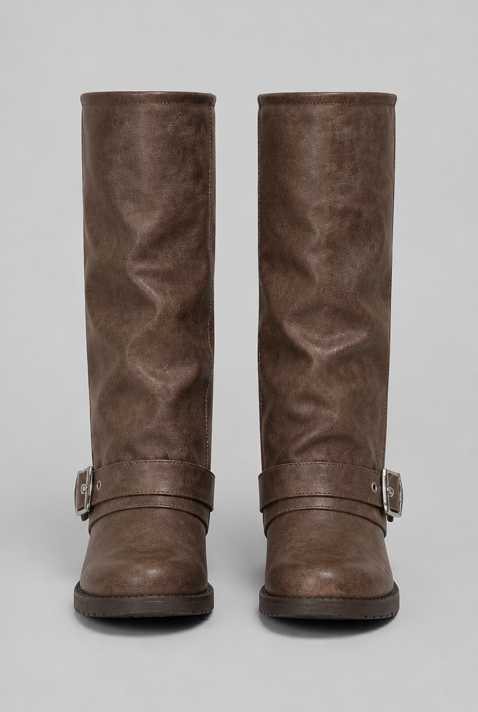 Botas Mujer Slouchy con Hebilla Efecto Piel Suela Track