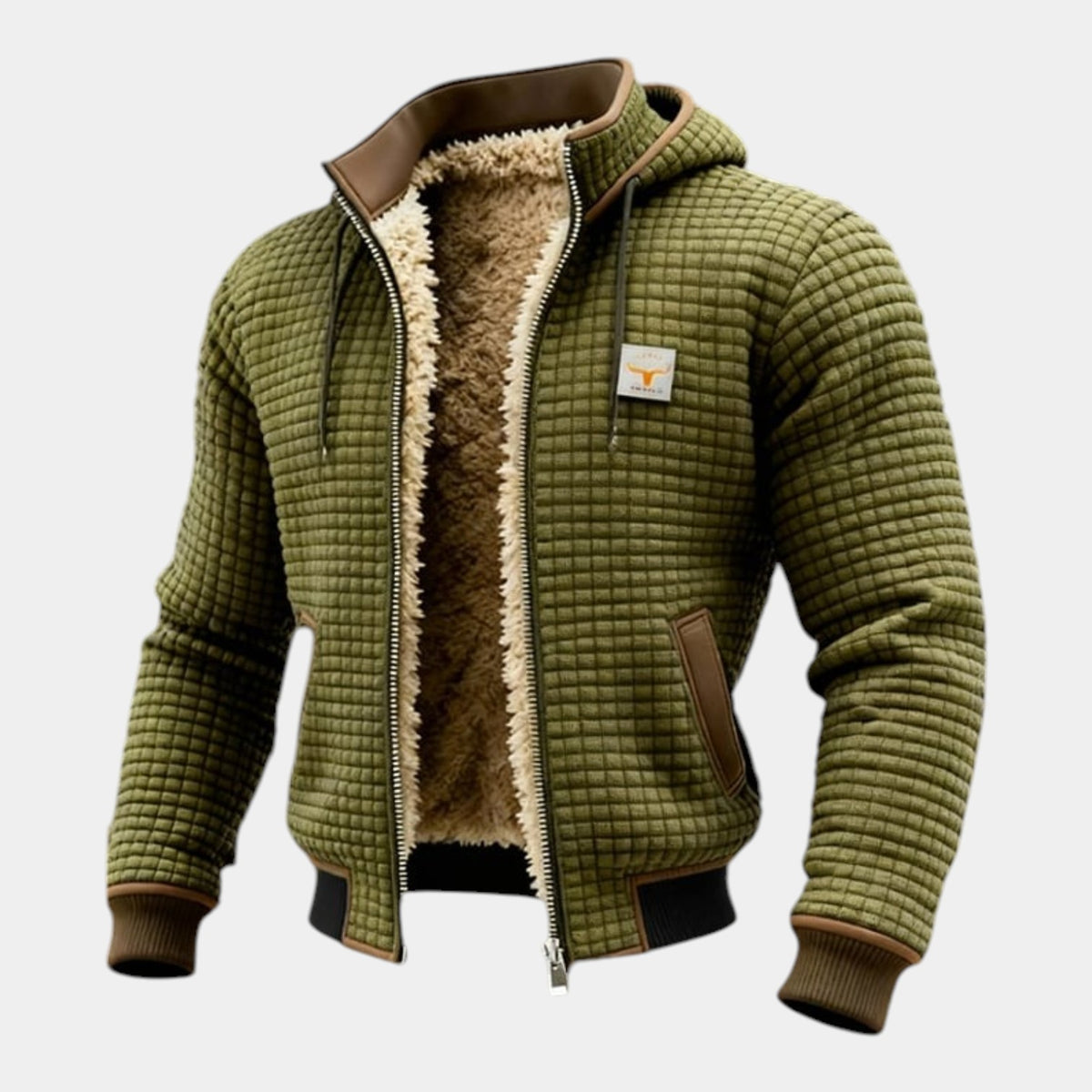 Men's Sherpa-Lined Puffer Jacket - Full Zip