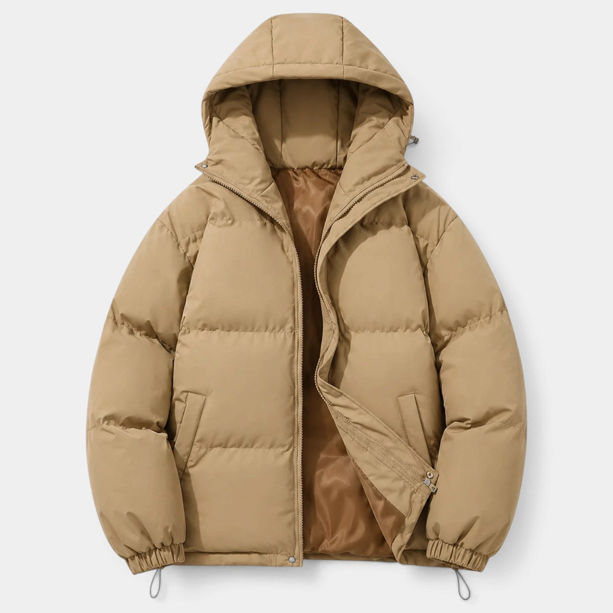 Chaqueta Hombre Acolchada Oversize con Capucha y Bajo Ajustable