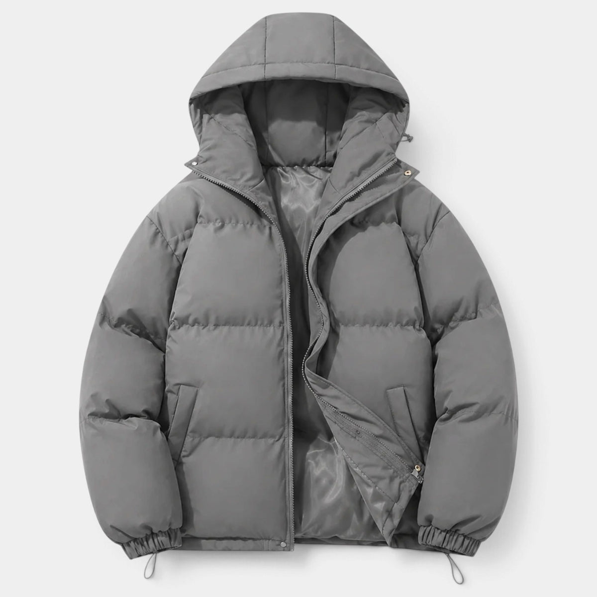 Chaqueta Hombre Acolchada Oversize con Capucha y Bajo Ajustable