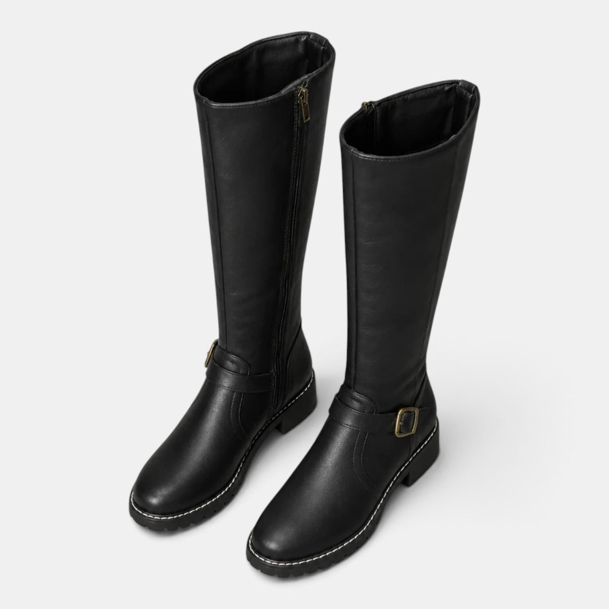 Women's Knee-High Boots with Buckle Strap - Tall Fall Boots