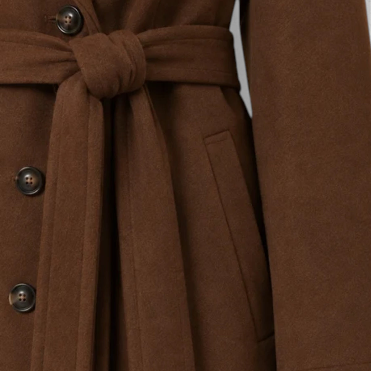 Women's Long Double-Breasted Belted Coat - Classic Overcoat