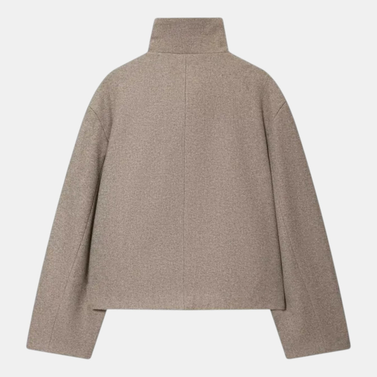 Women's Cropped Wool Blend Jacket - Buckle Collar