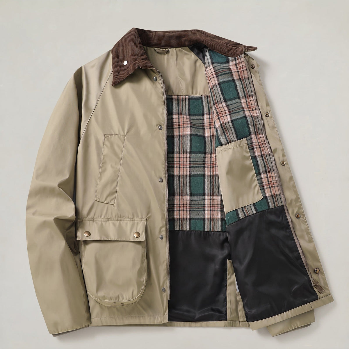 Men's Vintage Workwear Jacket with Corduroy Collar
