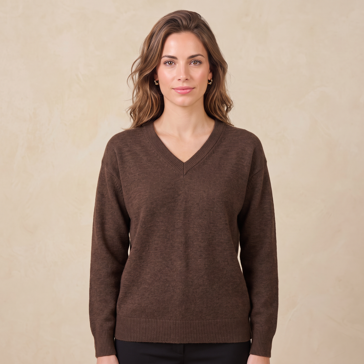Jersey de Cashmere Mujer con Cuello Pico