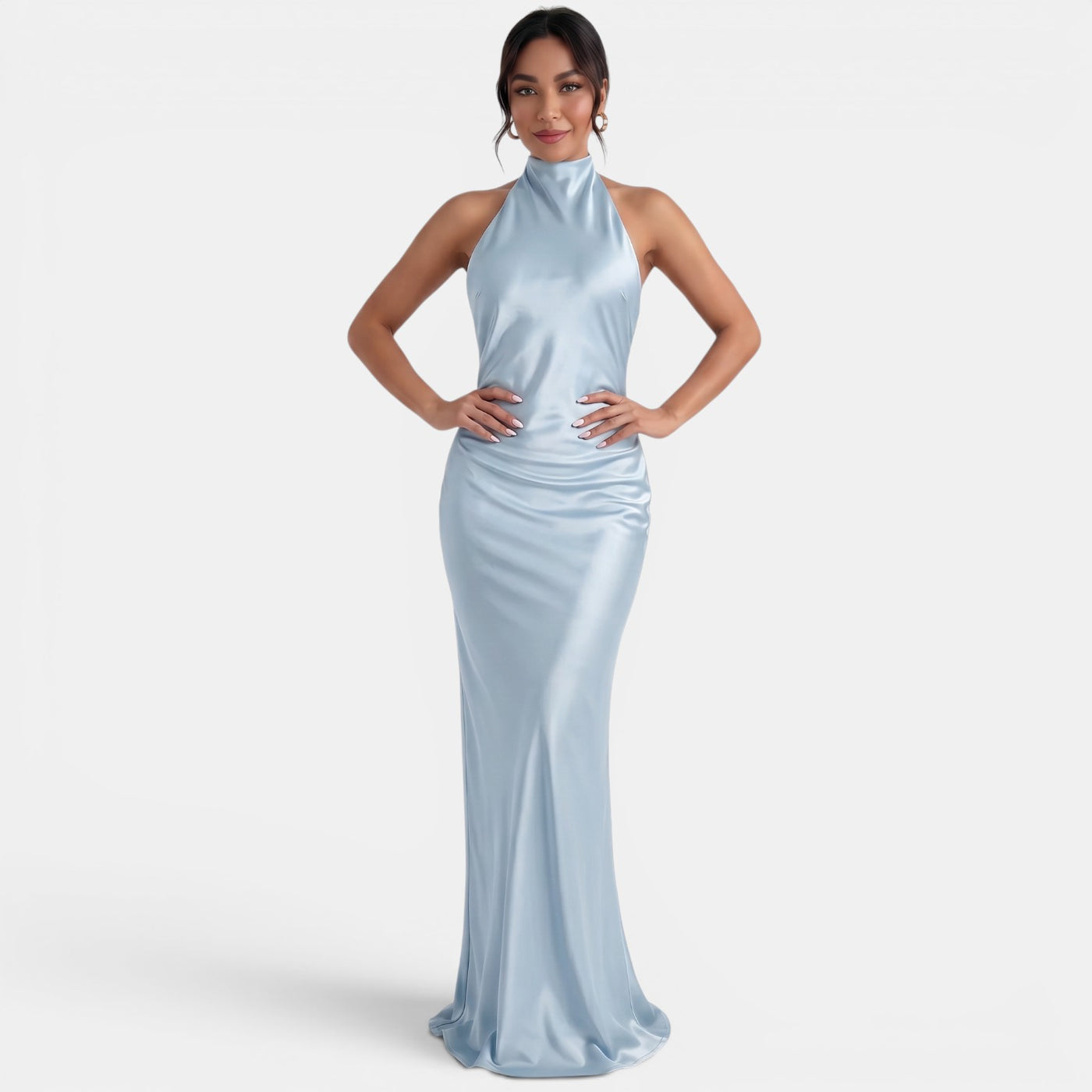 Women's Halter Satin Maxi Dress