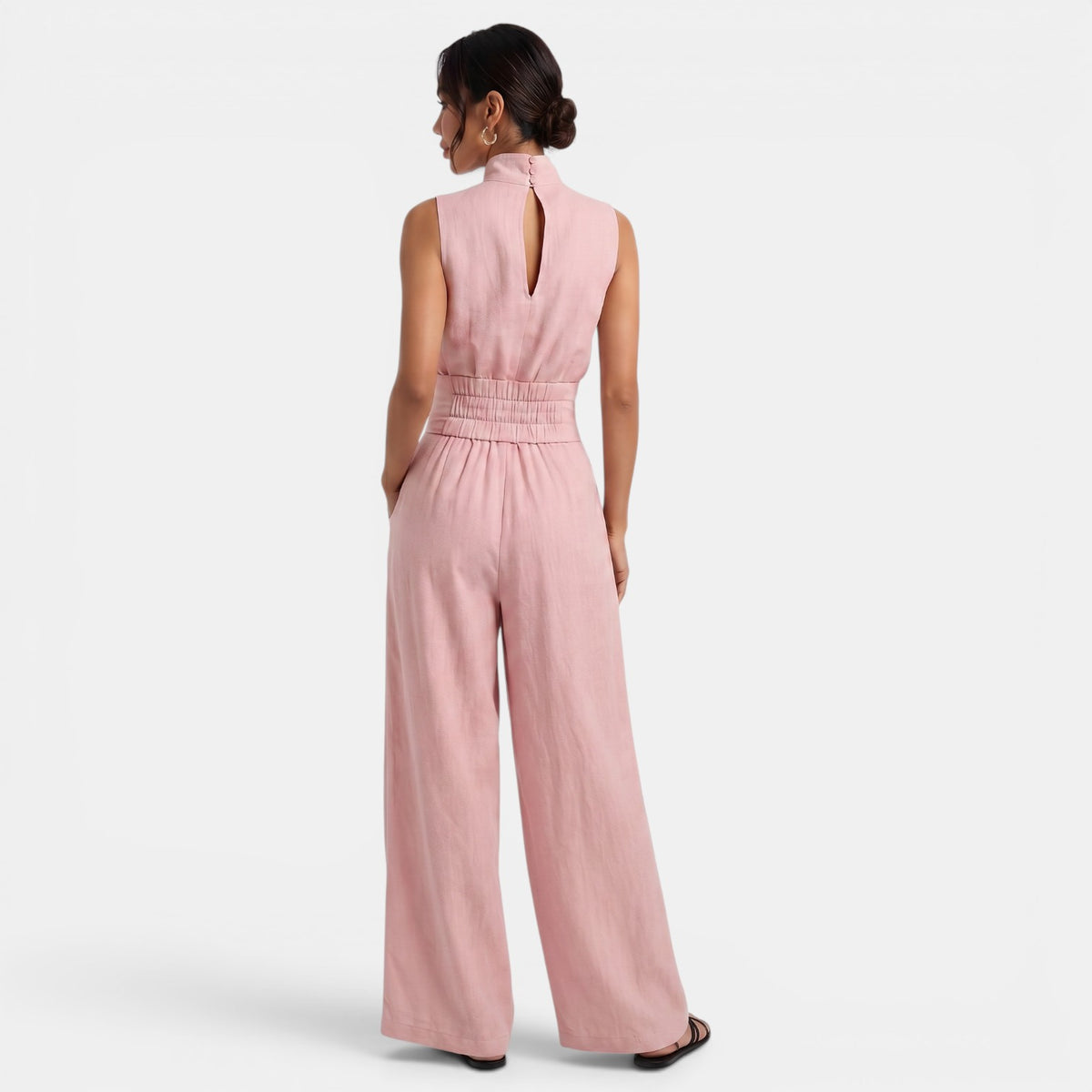 Women's Cotton Linen Sleeveless Set - Top and Pants 2-Piece Outfit