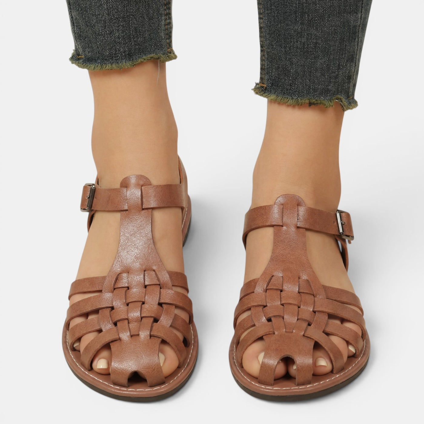 Women's Brown Leather Fisherman Sandals