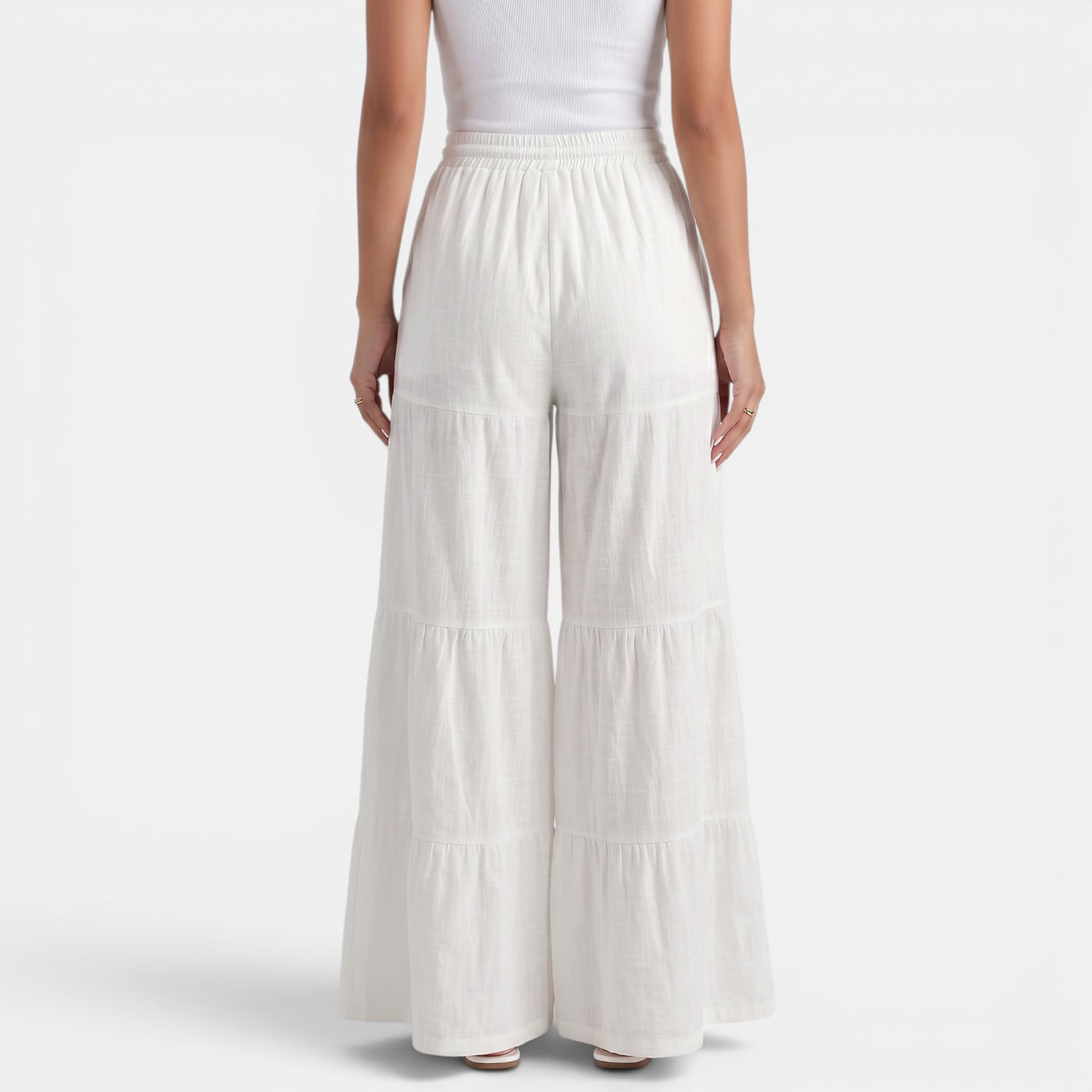 Women's Linen Trousers with Wide Drawstring