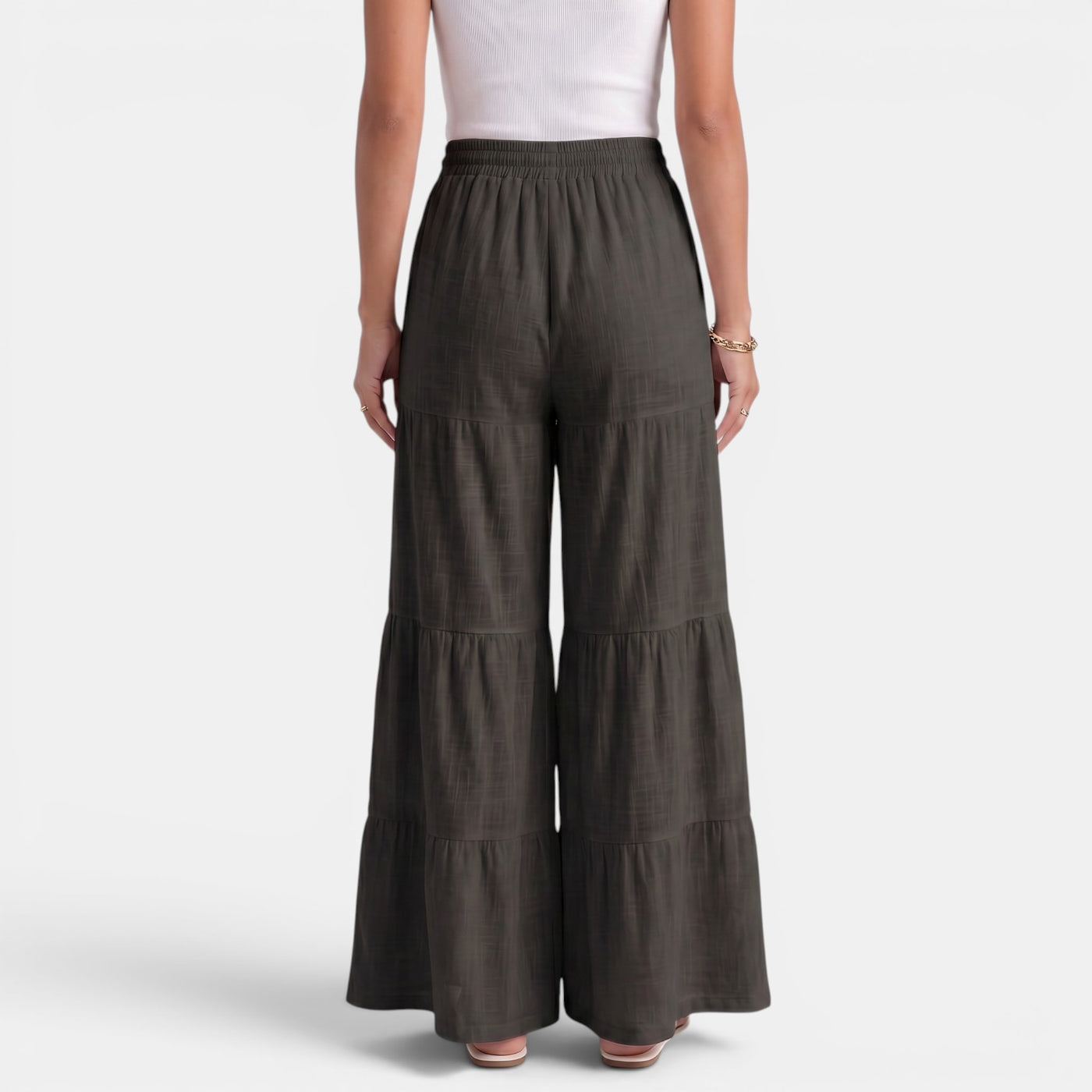 Women's Linen Trousers with Wide Drawstring