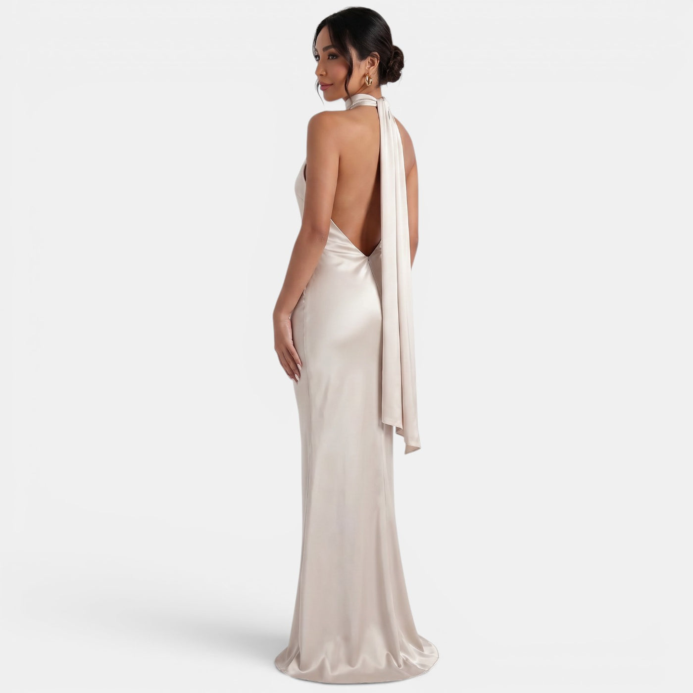 Women's Halter Satin Maxi Dress