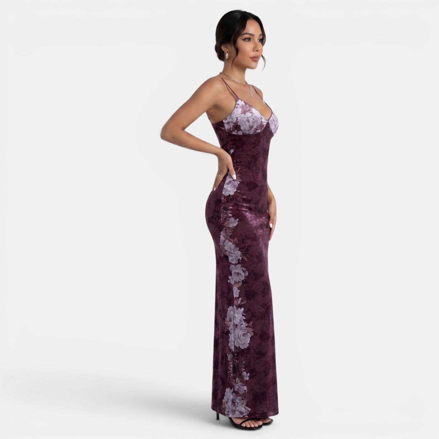 Vestido Slip Retro Estampado Mujer Elegante