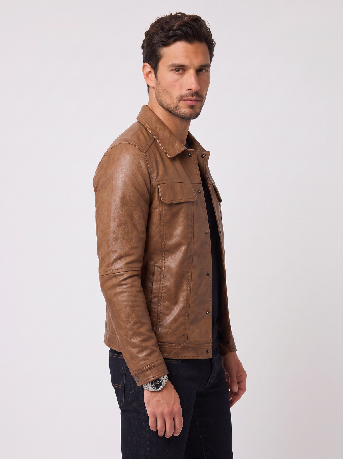 Men's Lambskin Nappa Leather Jacket - Slim Fit