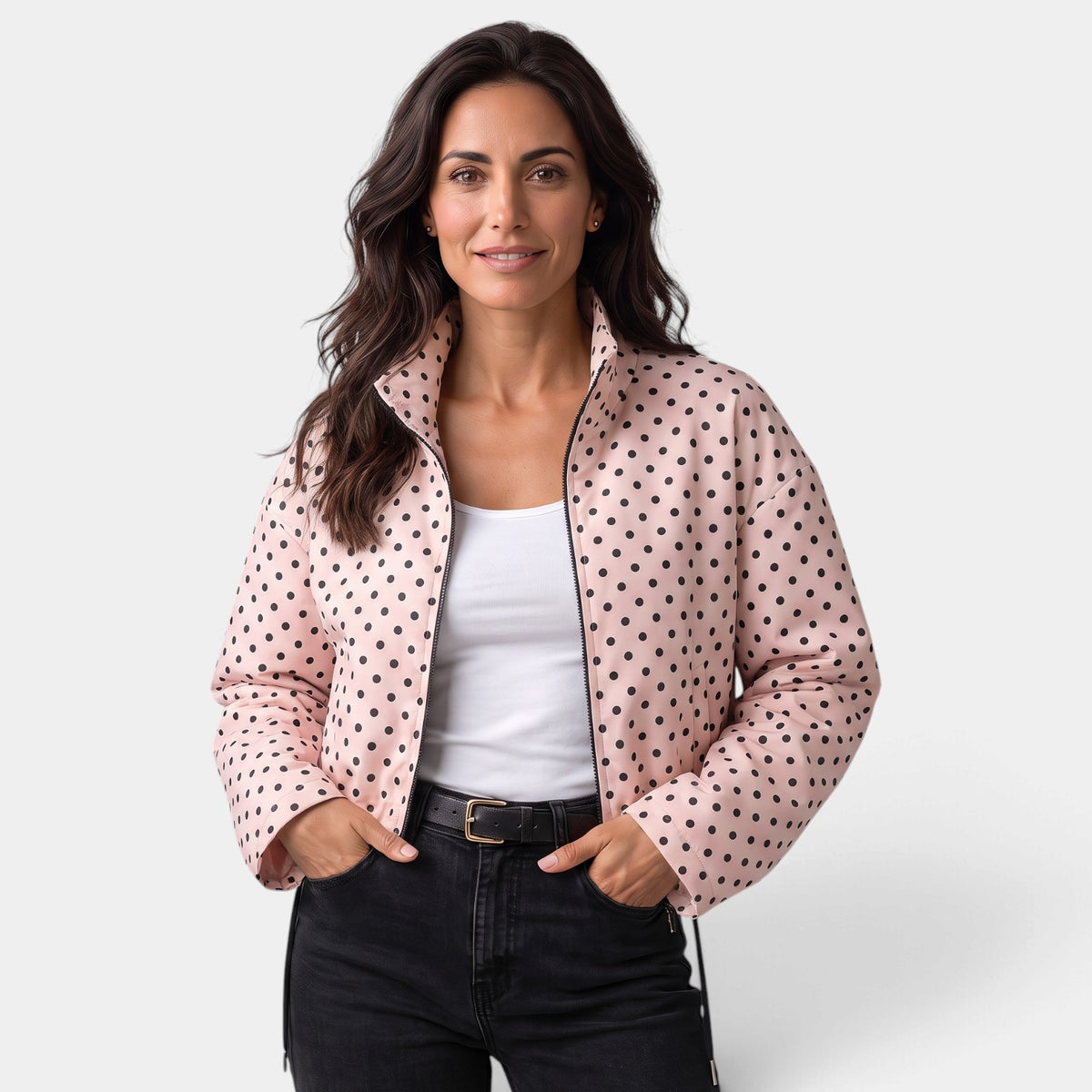 Cazadora Bomber Mujer Casual de Lunares