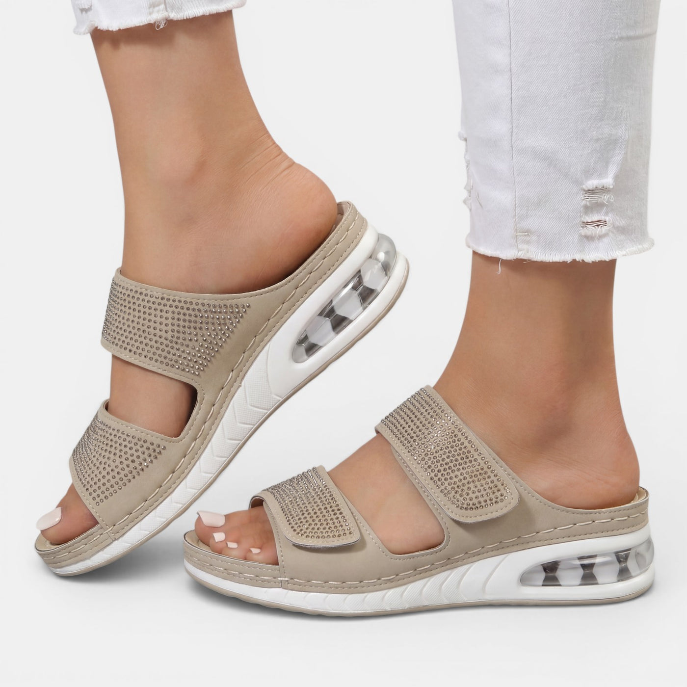 Women's Orthopedic Wedge Sandals with Rhinestones