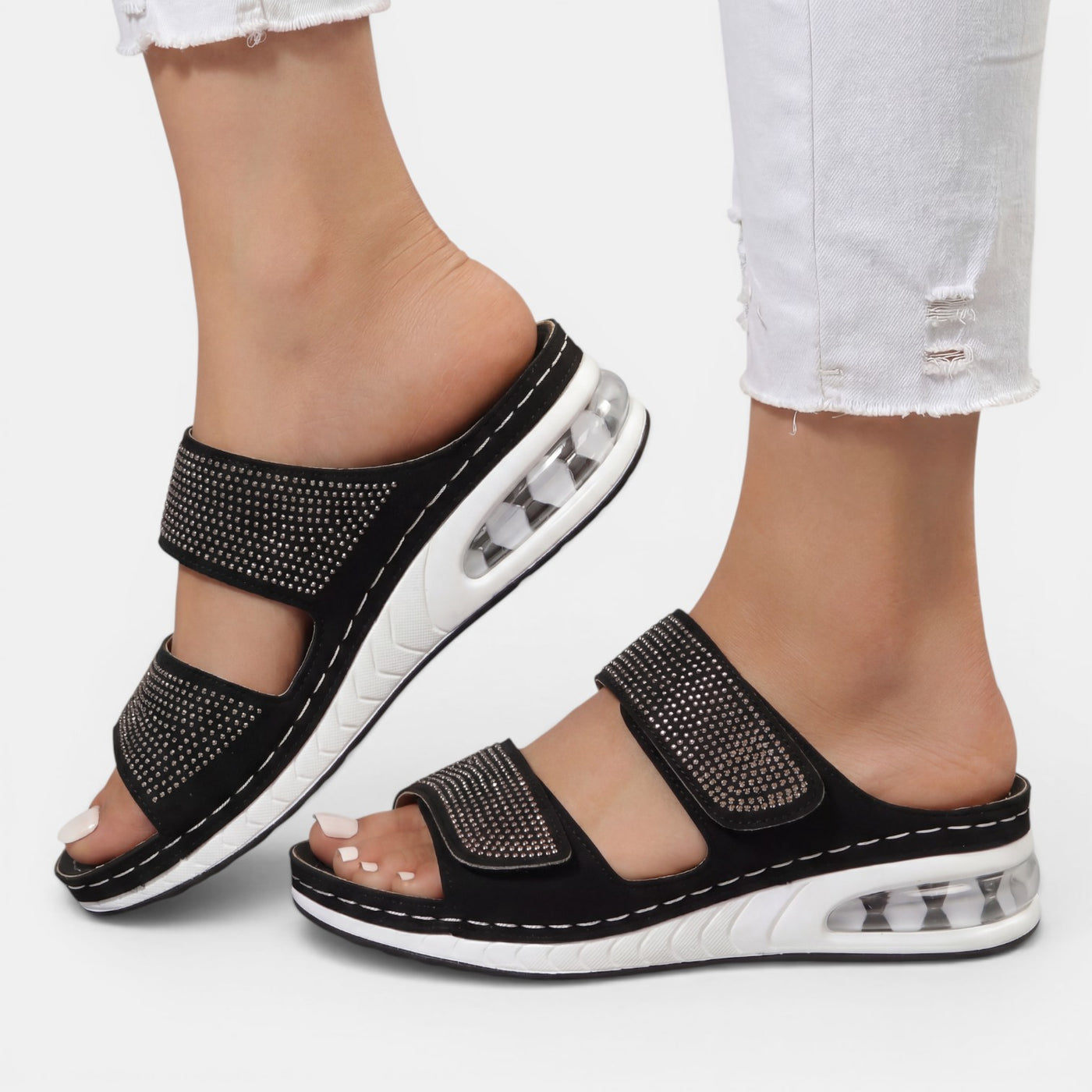 Women's Orthopedic Wedge Sandals with Rhinestones
