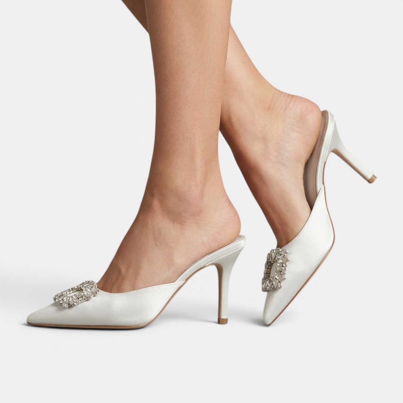 Crystal Heel Mule Sandals