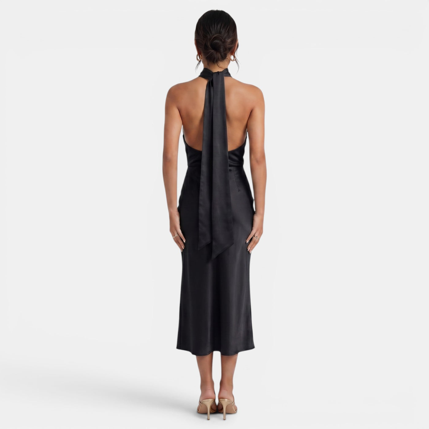 Vestido Satén Elegante Mujer