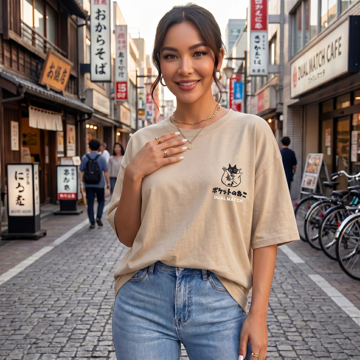 Camiseta Oversize Gato Mujer