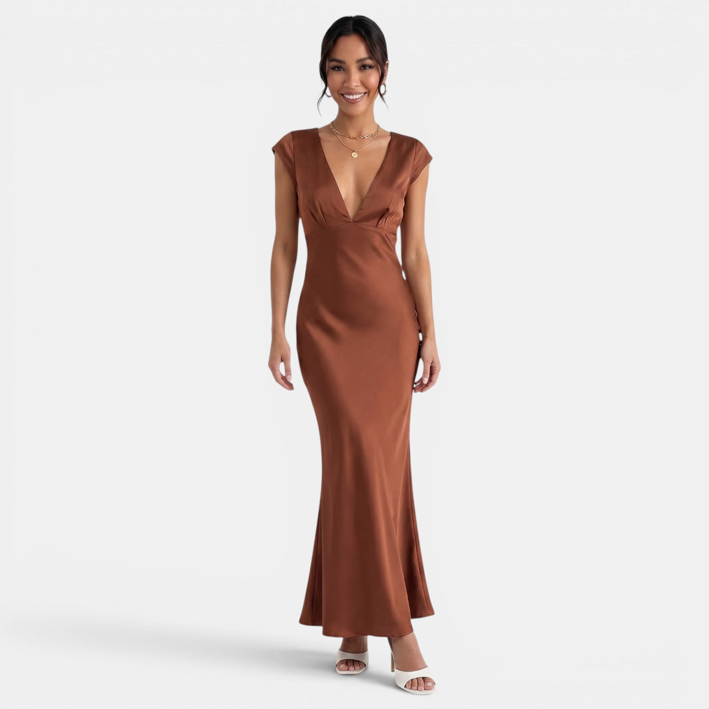 Long V-neck Guest Dress
