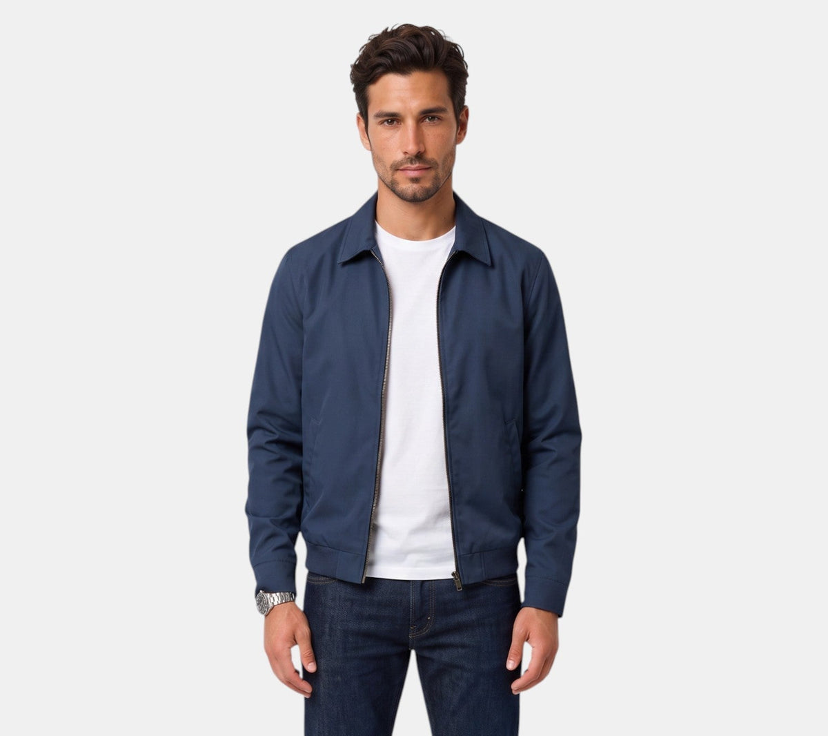 Chaqueta Hombre Ligera con Cremallera y Cuello Clásico
