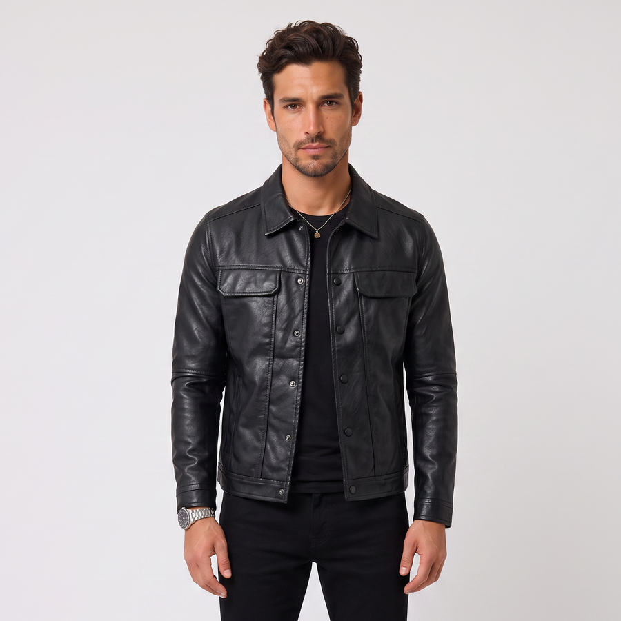 Men's Lambskin Nappa Leather Jacket - Slim Fit
