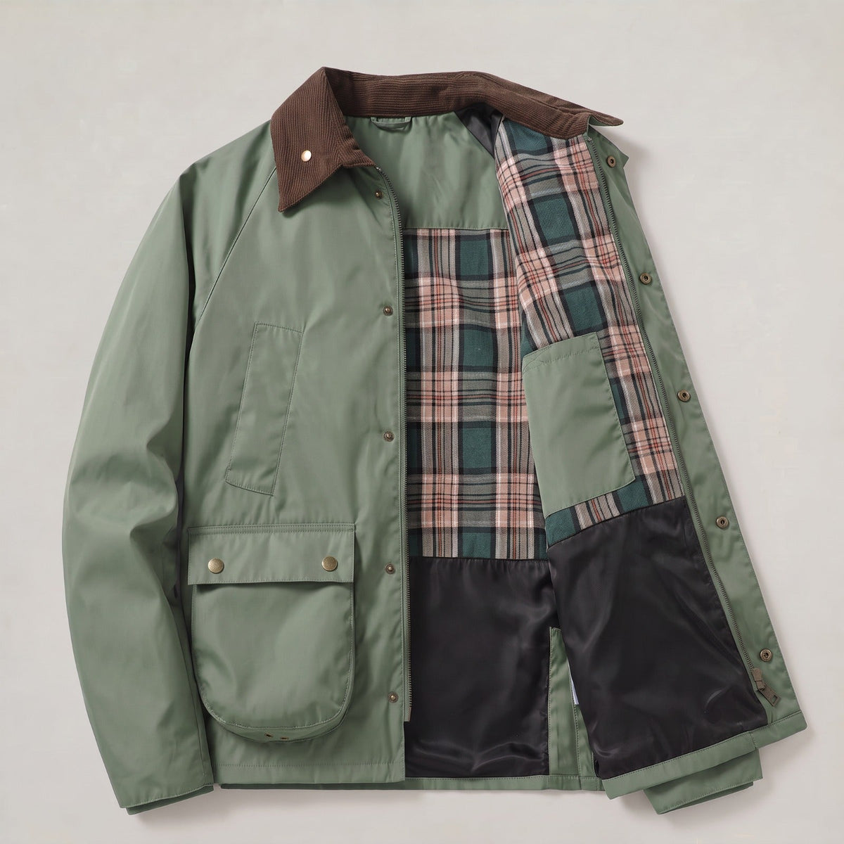 Men's Vintage Workwear Jacket with Corduroy Collar