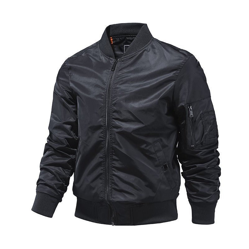 Men's Bomber Jacket - Ribbed Collar and Cuffs, Up to 5XL
