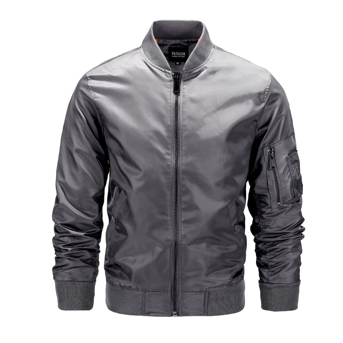 Men's Bomber Jacket - Ribbed Collar and Cuffs, Up to 5XL