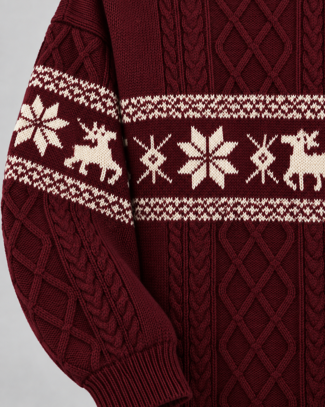 Jersey Navideño Mujer Oversize Trenzas y Renos Tonales
