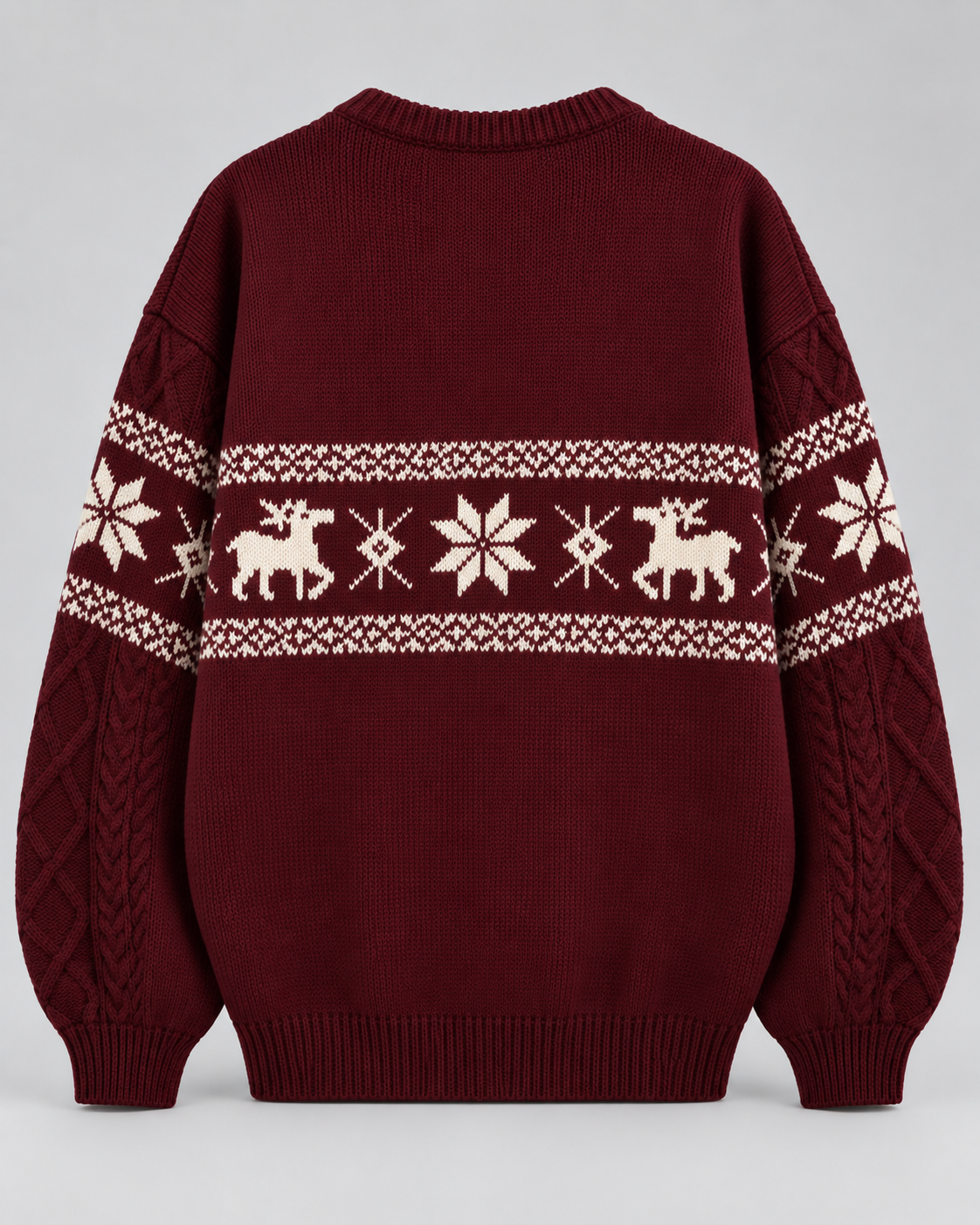 Jersey Navideño Mujer Oversize Trenzas y Renos Tonales