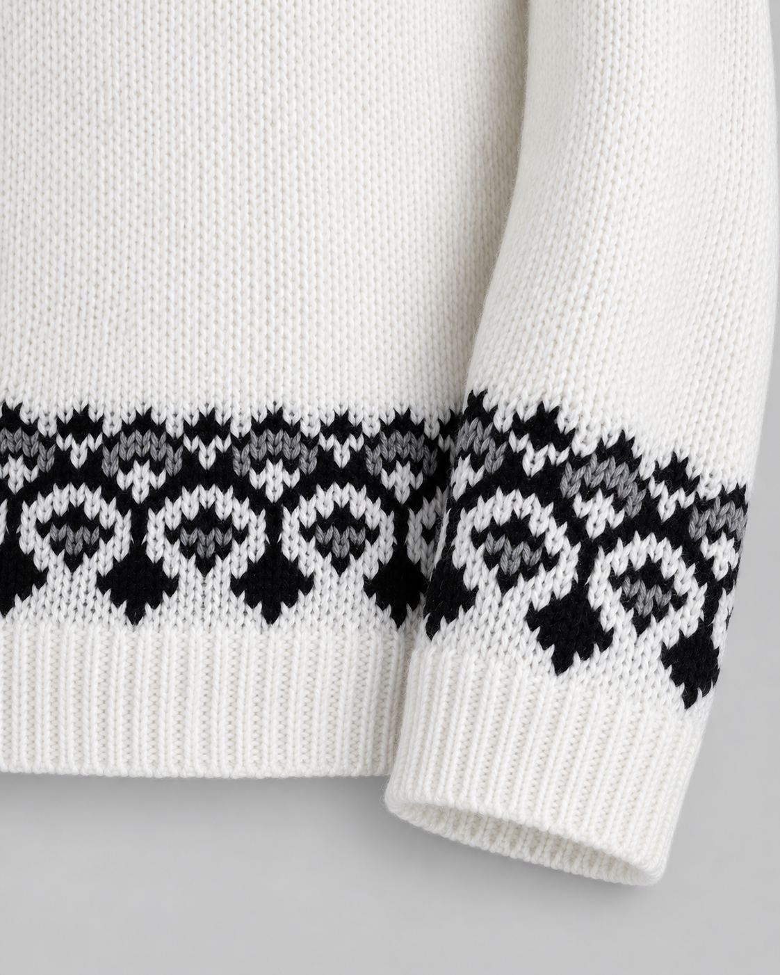 Women's Geometric Fair Isle Crew Neck Sweater Ivory