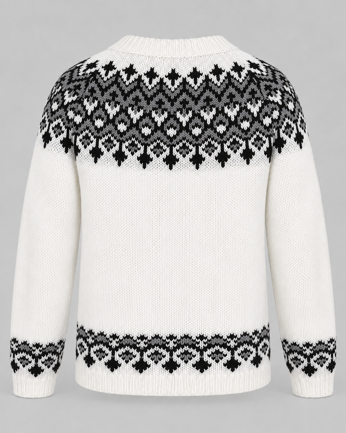 Women's Geometric Fair Isle Crew Neck Sweater Ivory