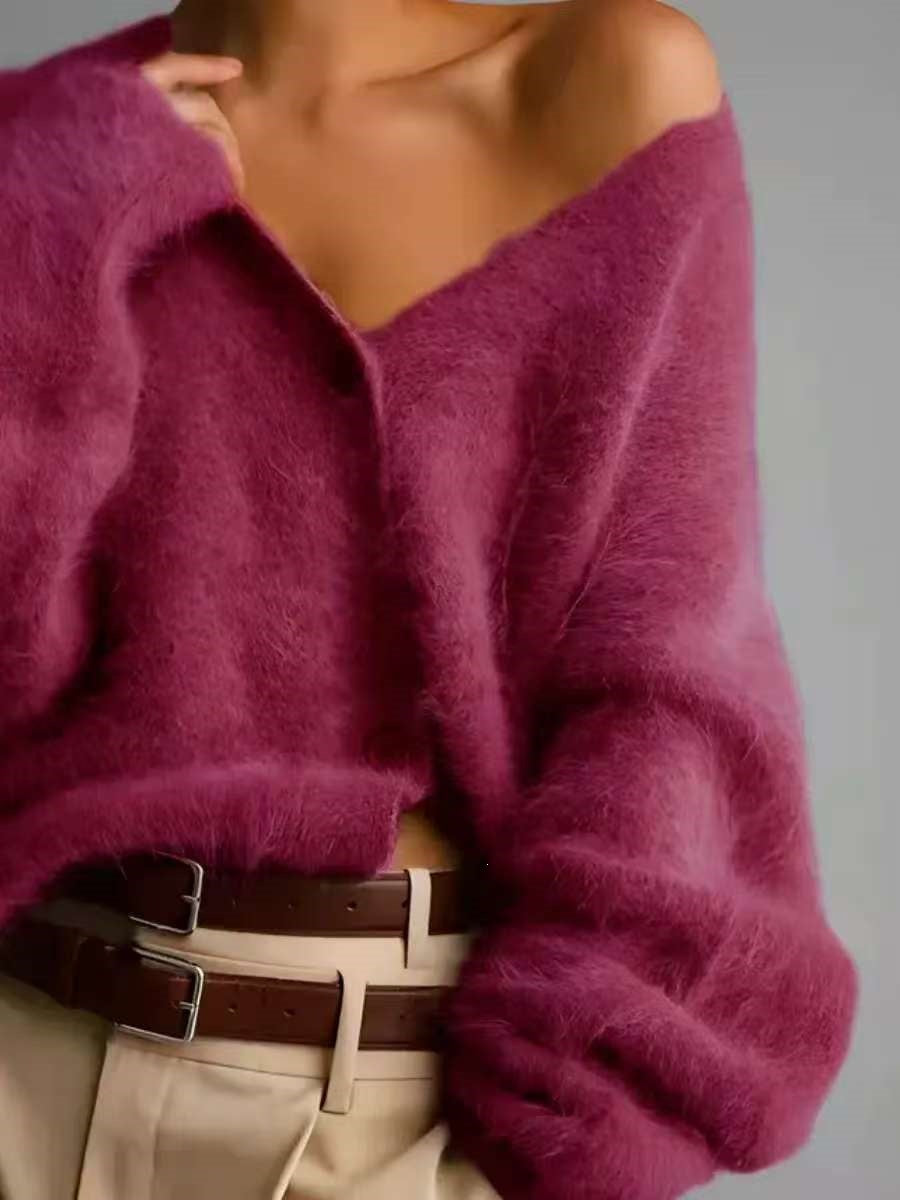 Cárdigan Mujer Holgado de Punto Cuello en V