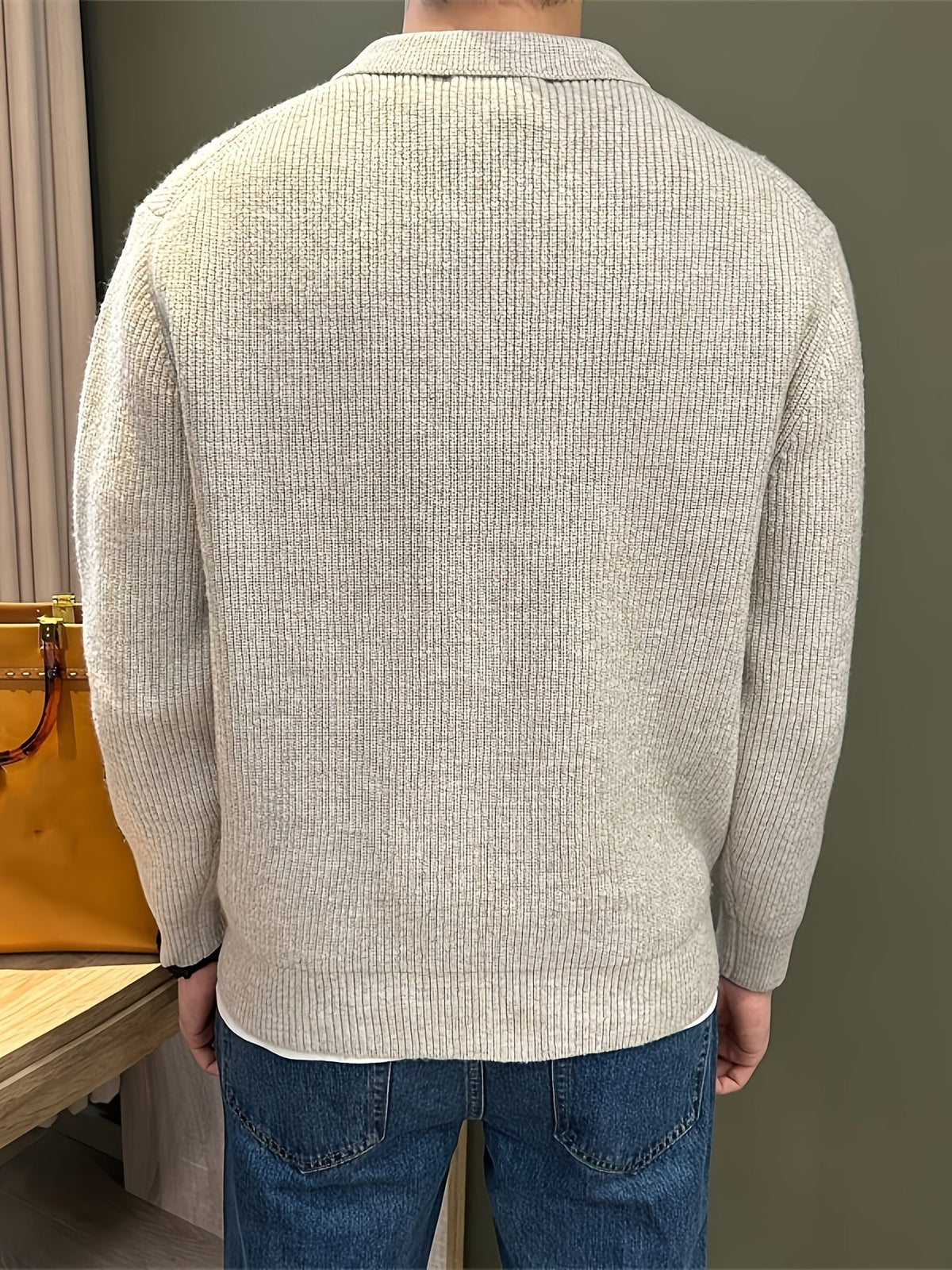 Jersey Polo Hombre Punto Canalé Manga Larga