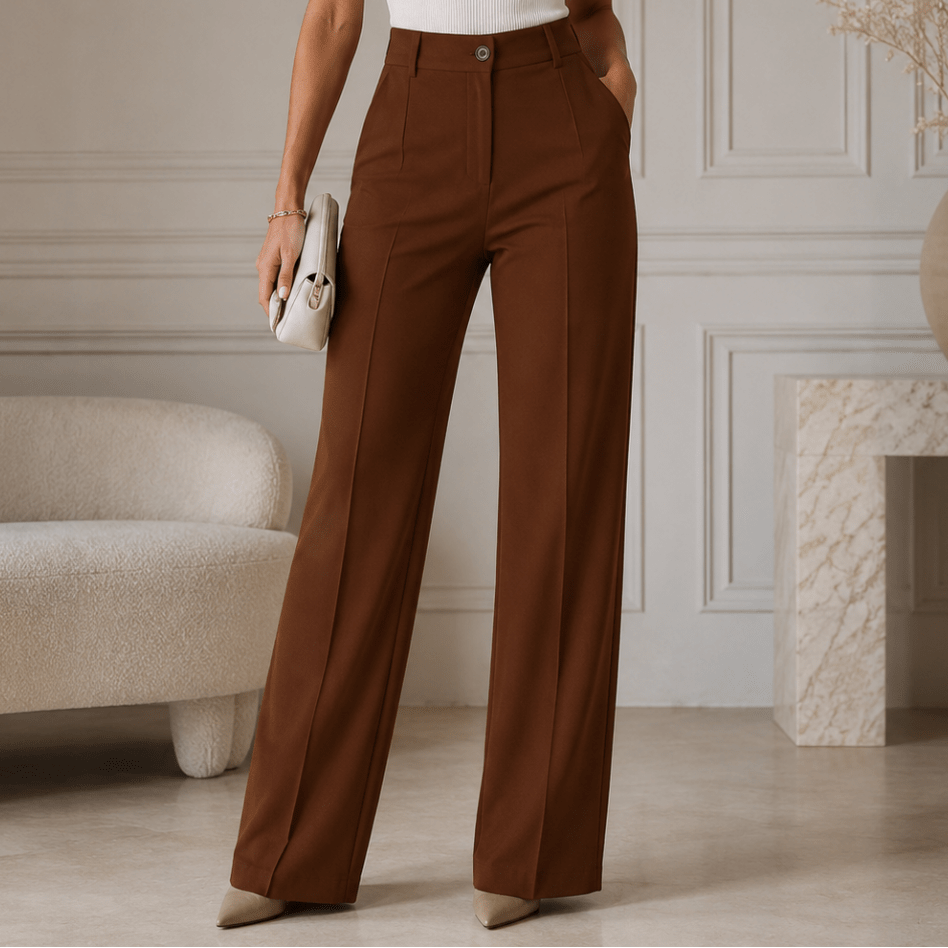 Pantalón Ancho Plisado de Talle Alto para Mujer
