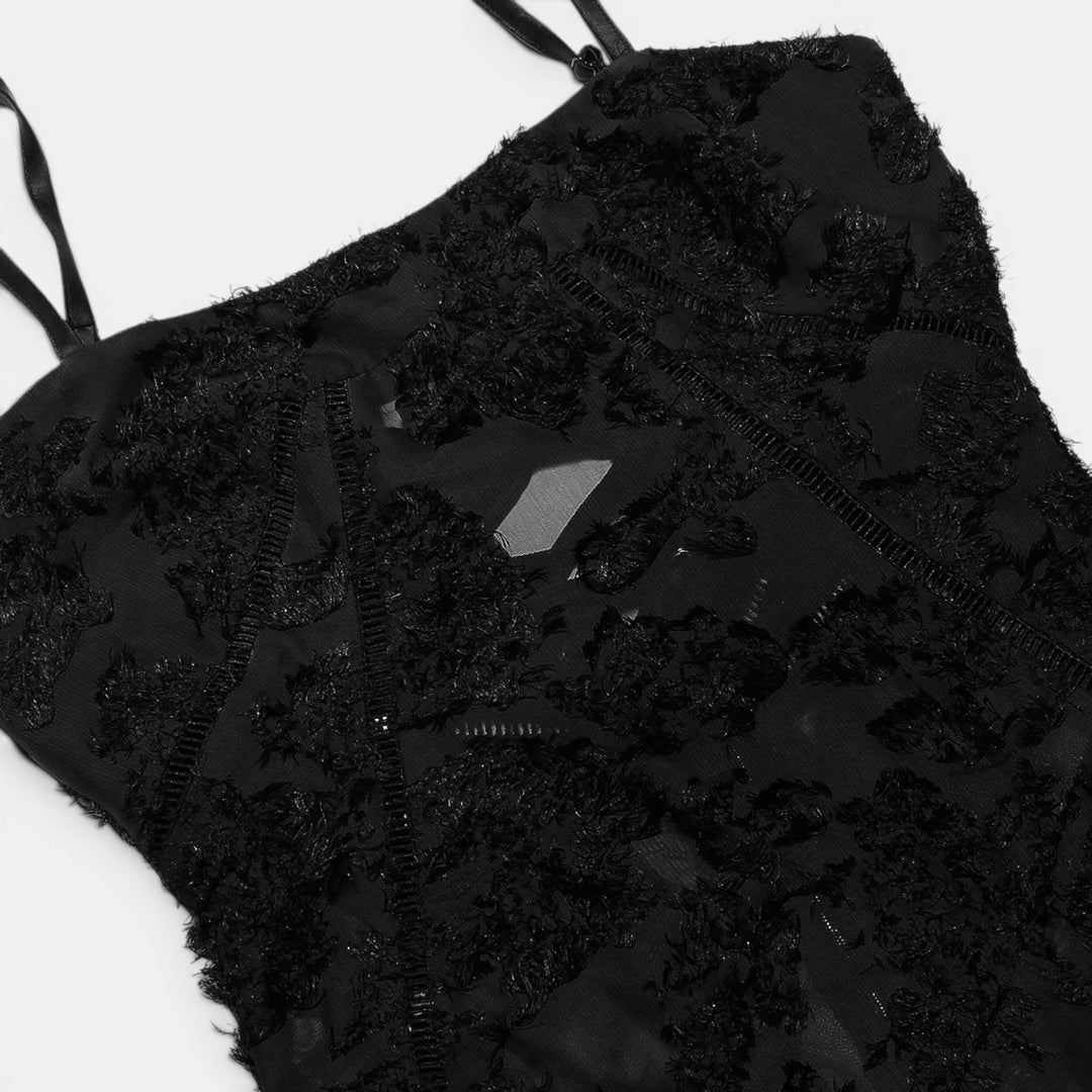 Vestido Largo Fiesta Negro Transparencias