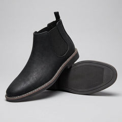 Men's Smooth Faux Leather Chelsea Boots - Classic Slip-On