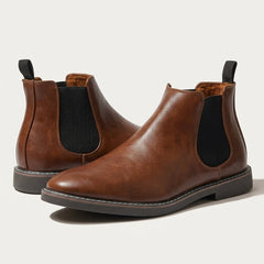 Men's Smooth Faux Leather Chelsea Boots - Classic Slip-On