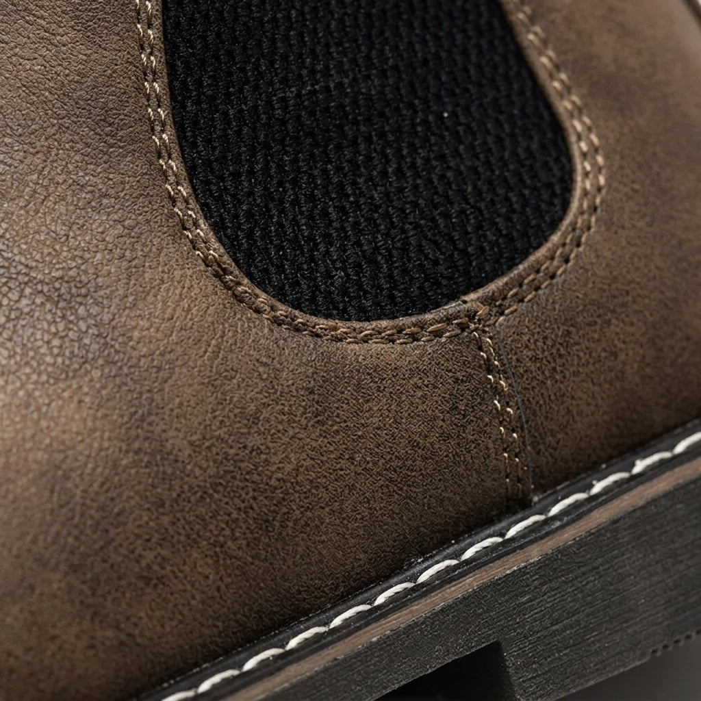 Men's Smooth Faux Leather Chelsea Boots - Classic Slip-On
