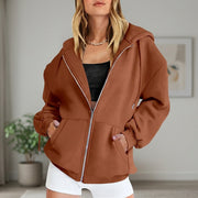 Sudadera Mujer Oversize de Punto Algodón con Cremallera