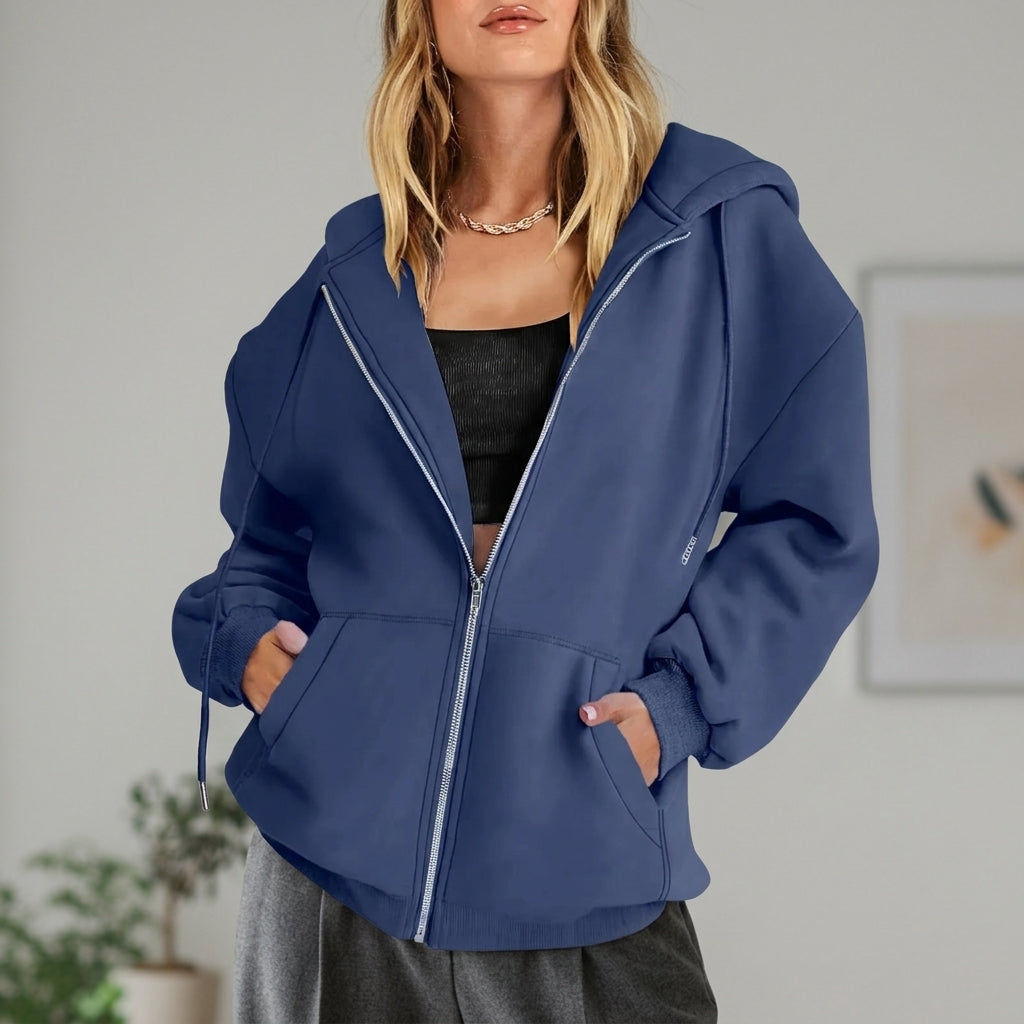 Sudadera Mujer Oversize de Punto Algodón con Cremallera