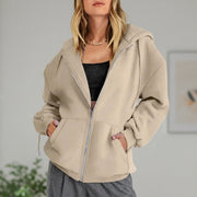 Sudadera Mujer Oversize de Punto Algodón con Cremallera