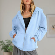 Sudadera Mujer Oversize de Punto Algodón con Cremallera