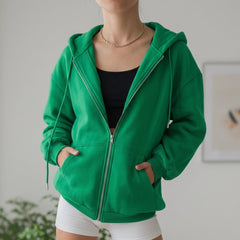 Sudadera Mujer Oversize de Punto Algodón con Cremallera